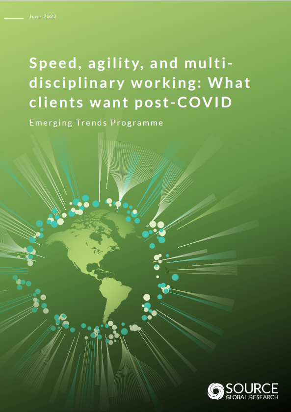 Report front cover - Speed, agility, and multi-disciplinary working: What clients want post-COVID
