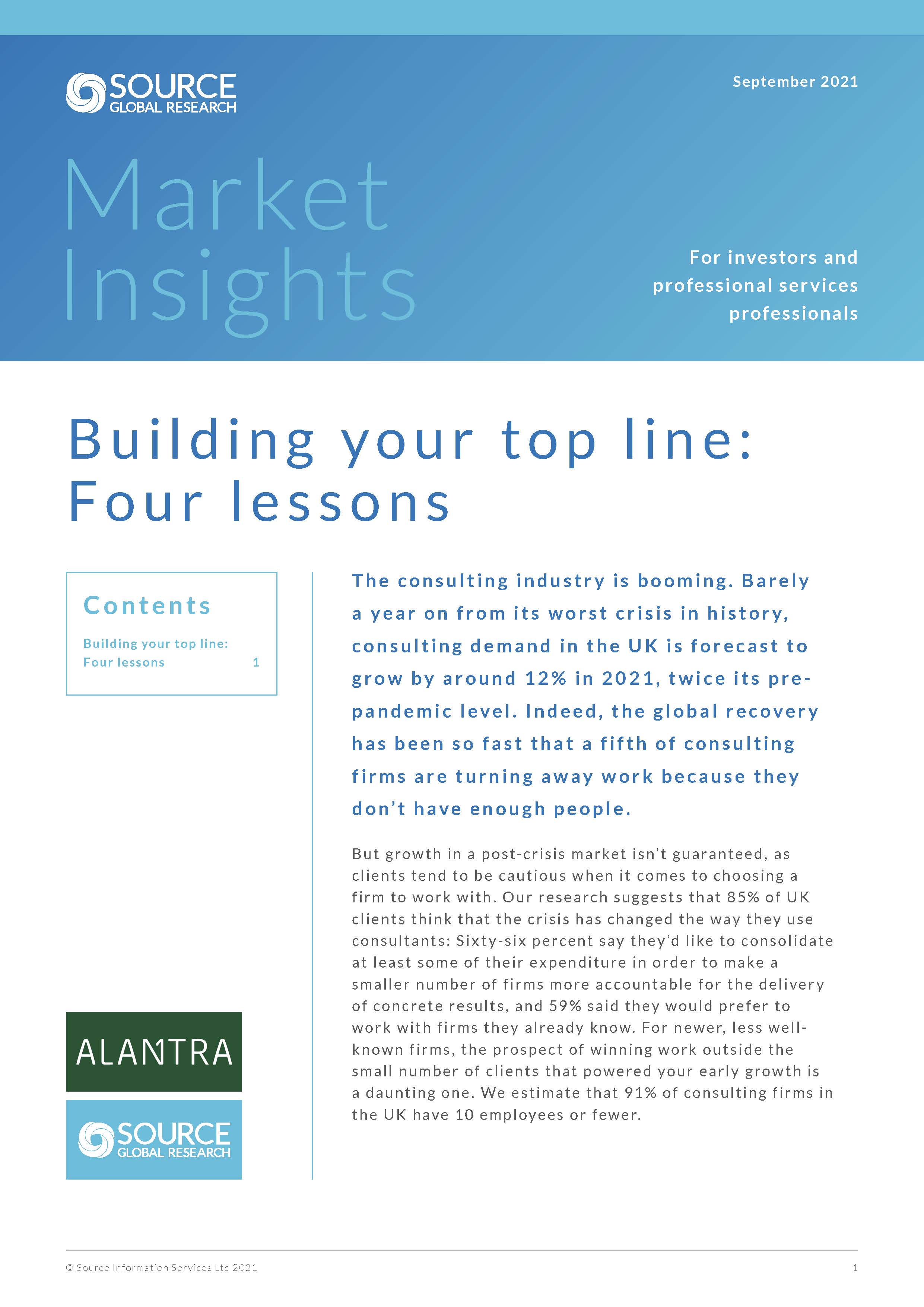 Report front cover - Building your top line: Four lessons