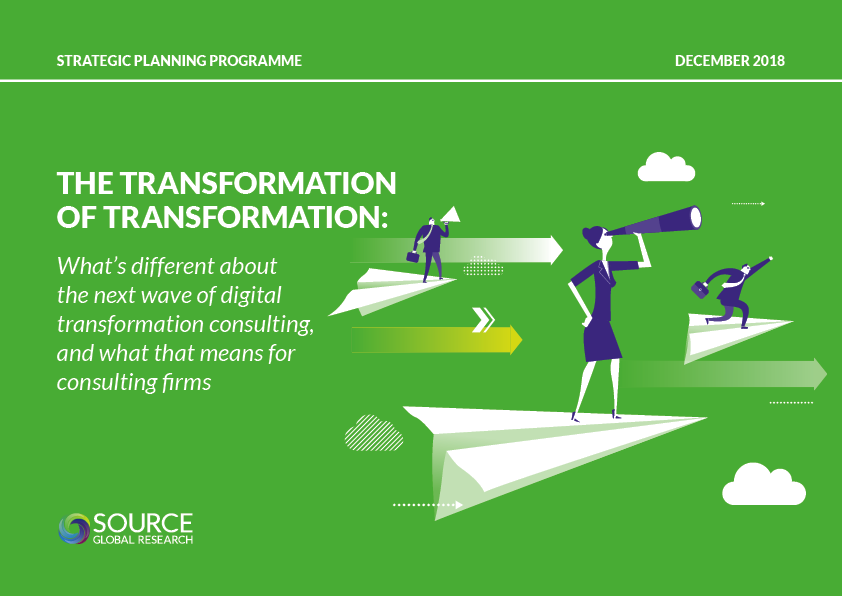 Report front cover - The transformation of transformation: What’s different about the next wave of digital transformation consulting, and what that means for consulting firms