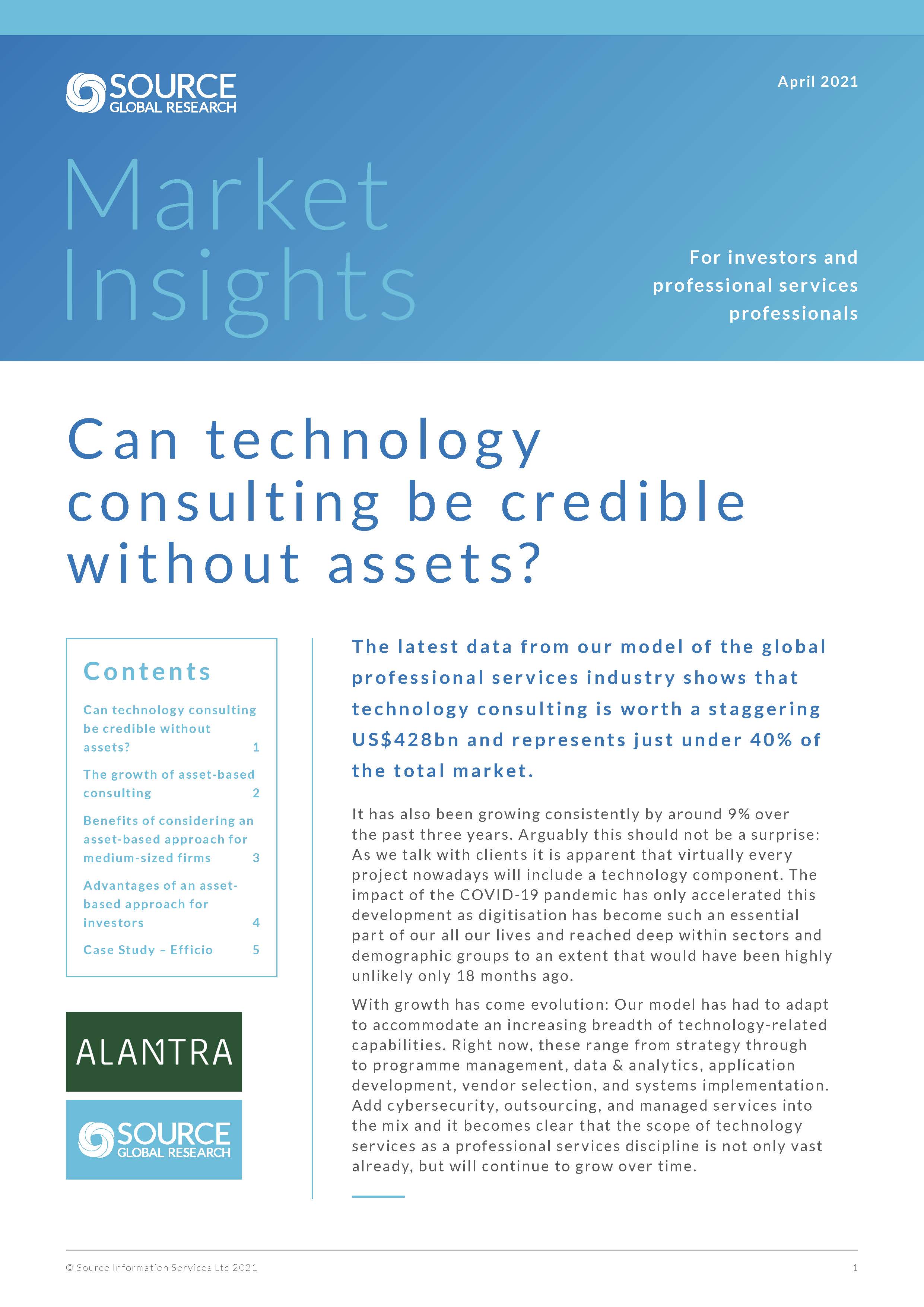 Report front cover - Can technology consulting be credible without assets?